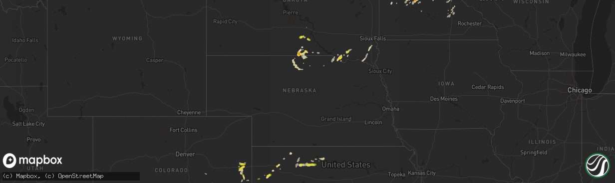 Hail map in Nebraska on May 24, 2018