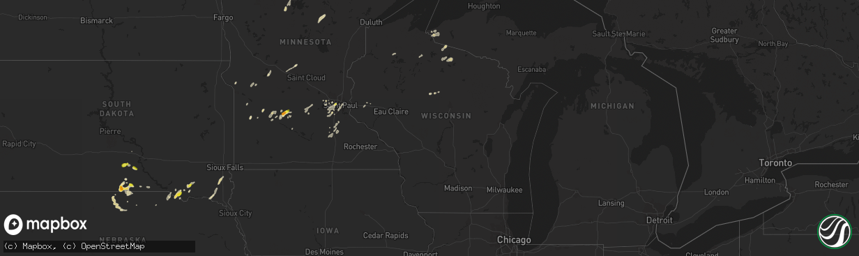 Hail map in Wisconsin on May 24, 2018