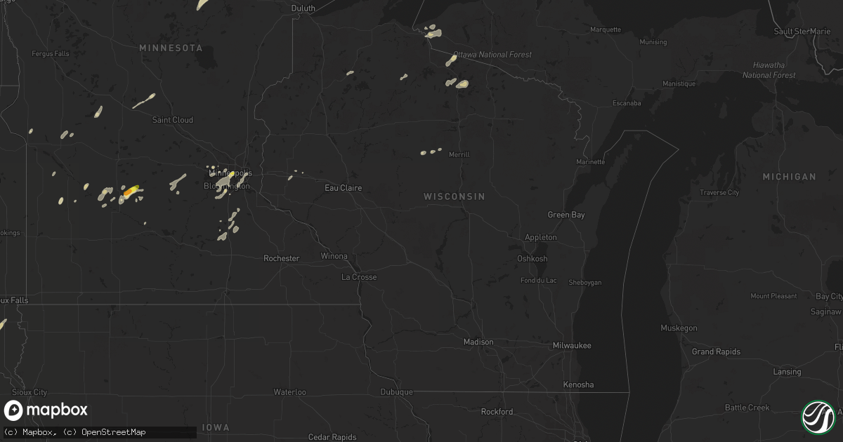 Hail map in Wisconsin on May 24, 2018