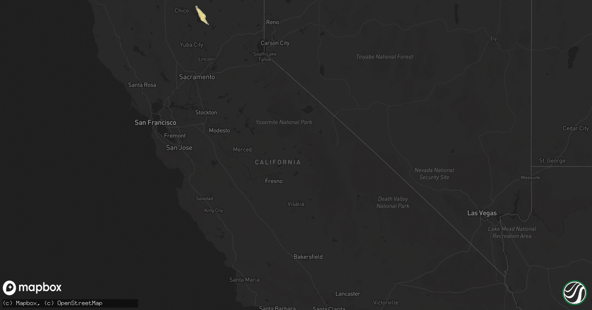 Hail map in California on May 24, 2019