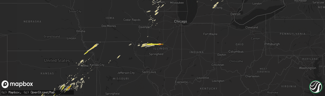 Hail map in Illinois on May 24, 2019