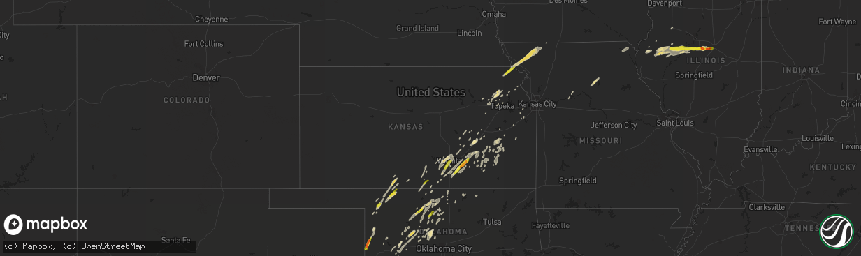 Hail map in Kansas on May 24, 2019