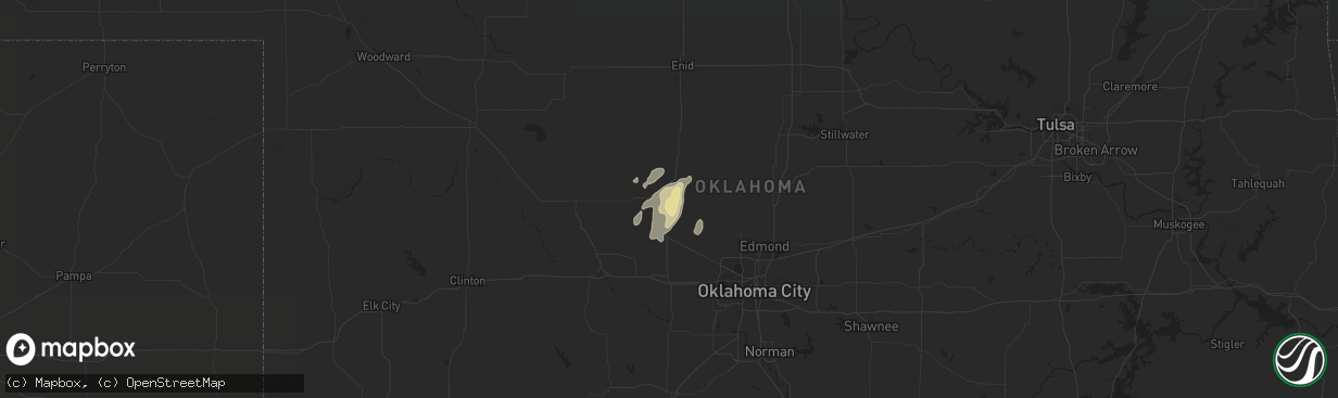 Hail map in Kingfisher, OK on May 24, 2019