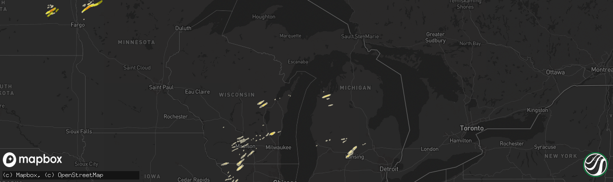 Hail map in Michigan on May 24, 2019