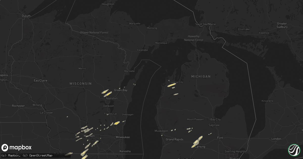 Hail map in Michigan on May 24, 2019
