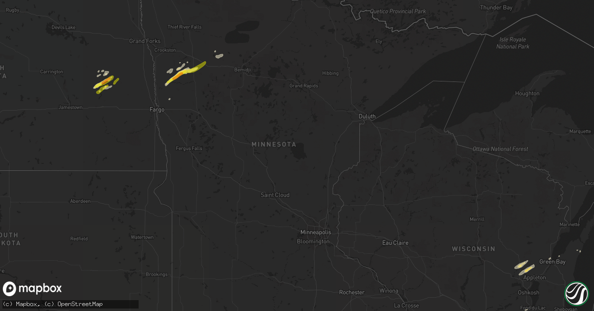 Hail map in Minnesota on May 24, 2019