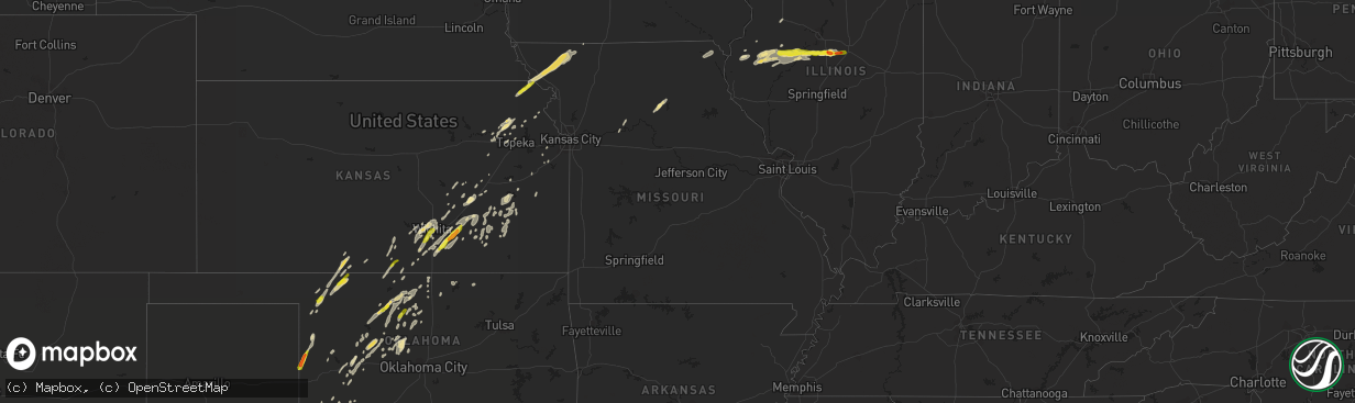 Hail map in Missouri on May 24, 2019