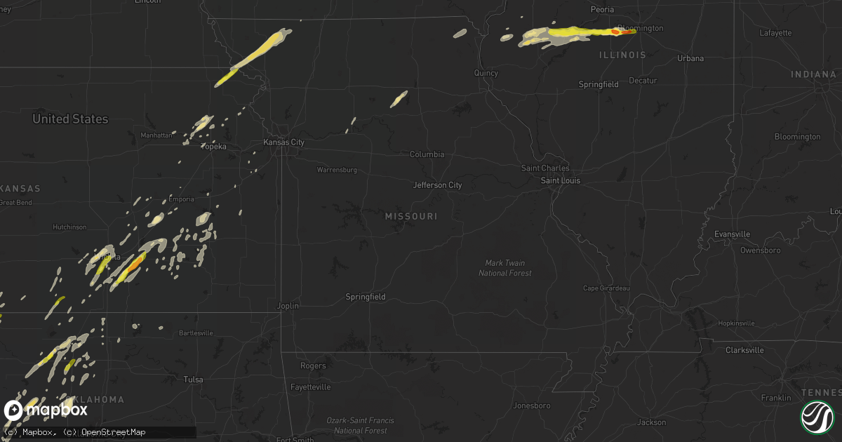 Hail map in Missouri on May 24, 2019