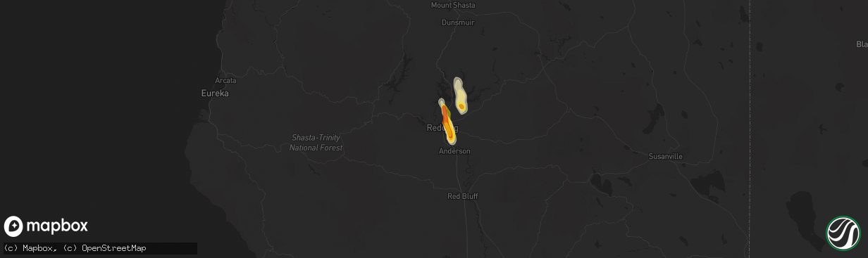 Hail map in Redding, CA on May 24, 2019