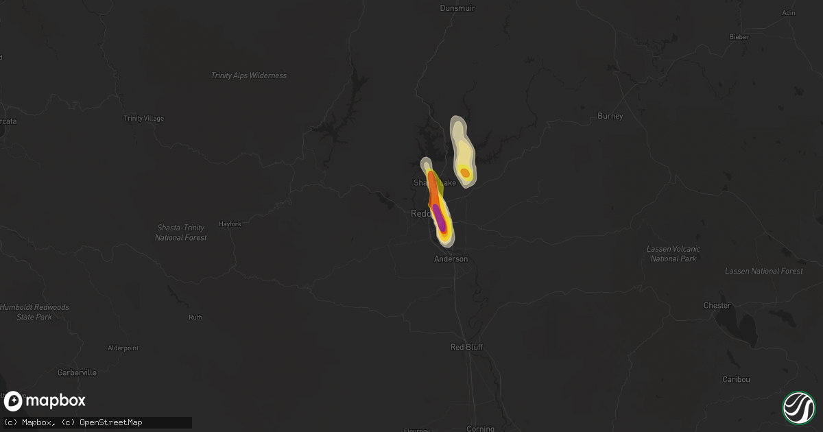 Hail map in Redding, CA on May 24, 2019