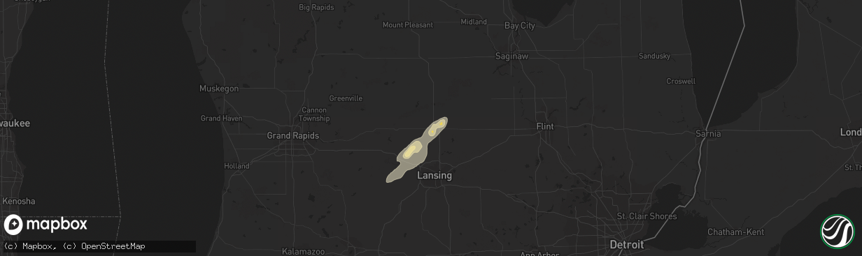 Hail map in Saint Johns, MI on May 24, 2019