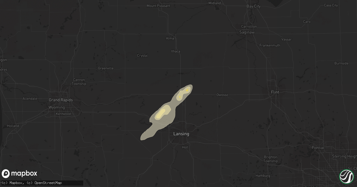 Hail map in Saint Johns, MI on May 24, 2019