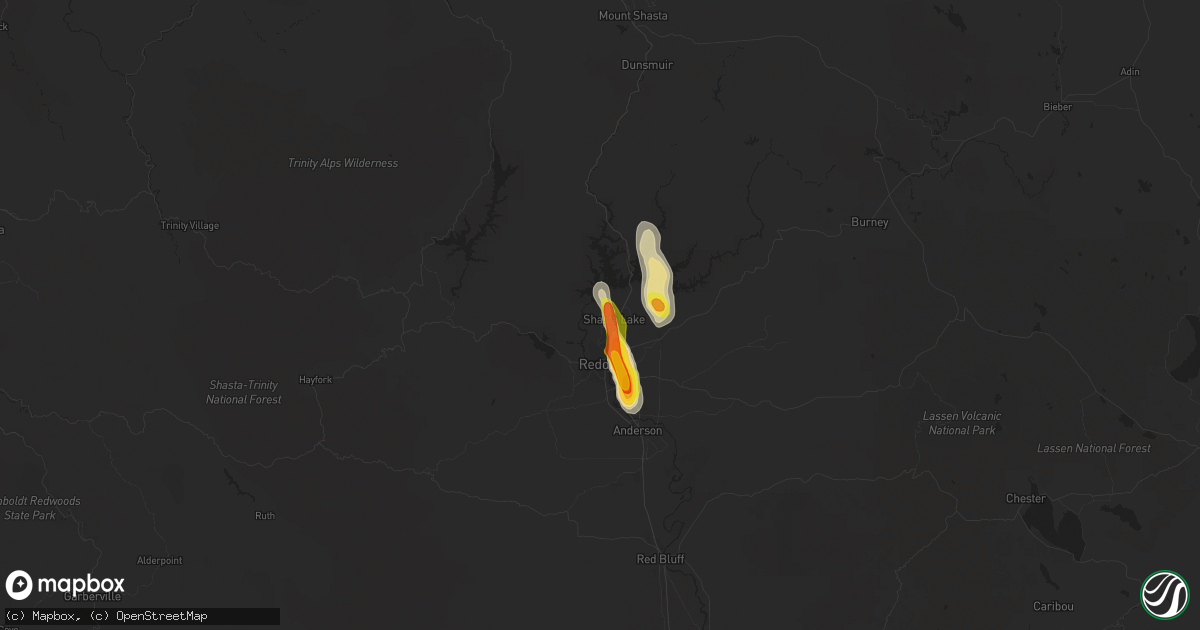 Hail map in Shasta Lake, CA on May 24, 2019