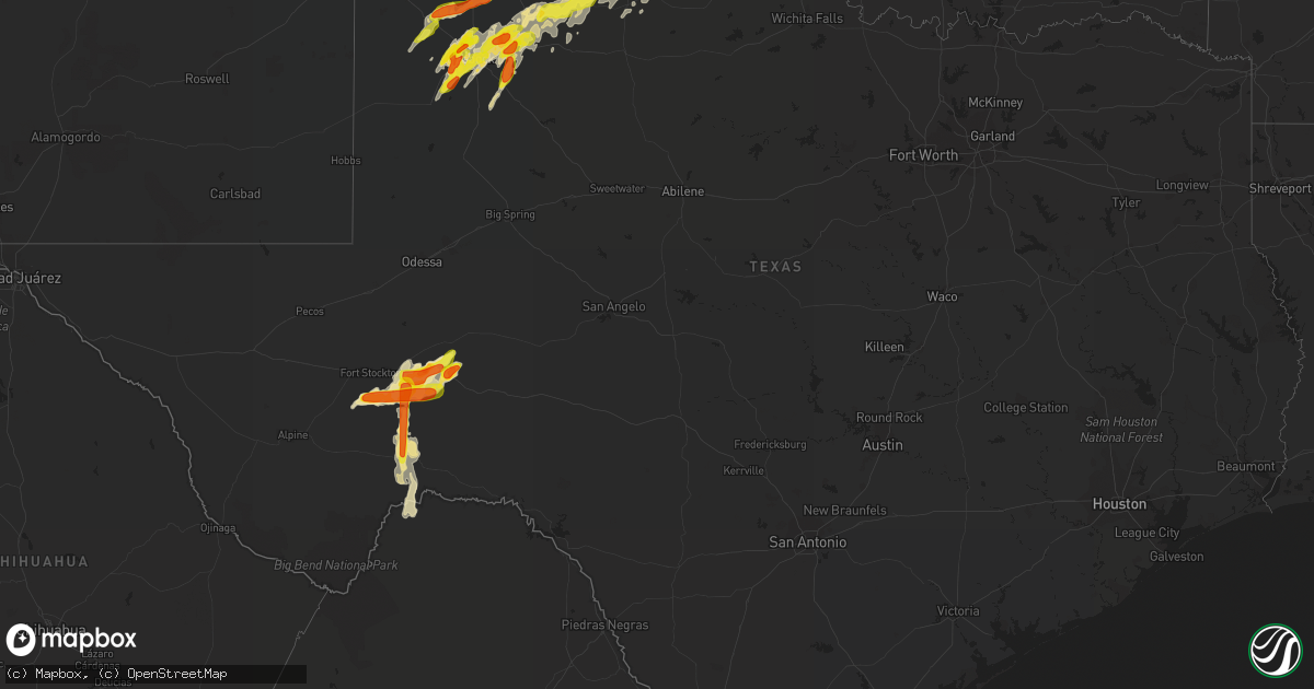 Hail map in Texas on May 24, 2019