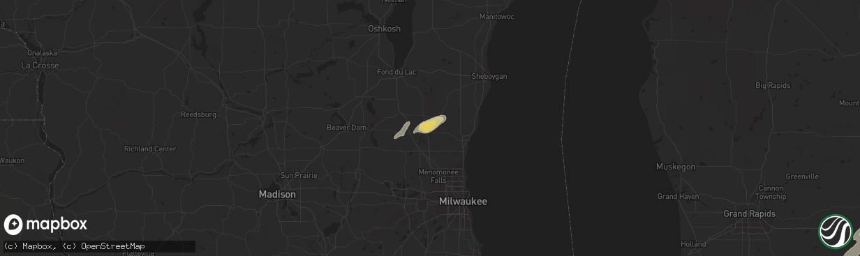 Hail map in West Bend, WI on May 24, 2019