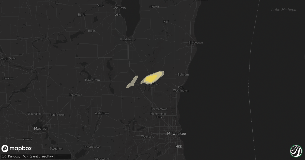 Hail map in West Bend, WI on May 24, 2019