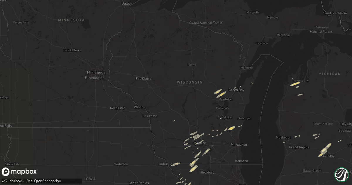 Hail map in Wisconsin on May 24, 2019