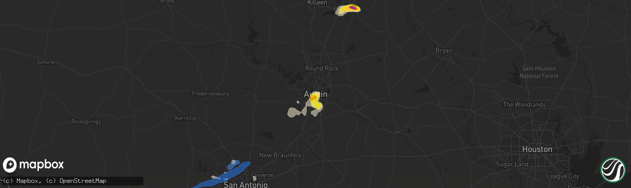 Hail map in Austin, TX on May 24, 2020