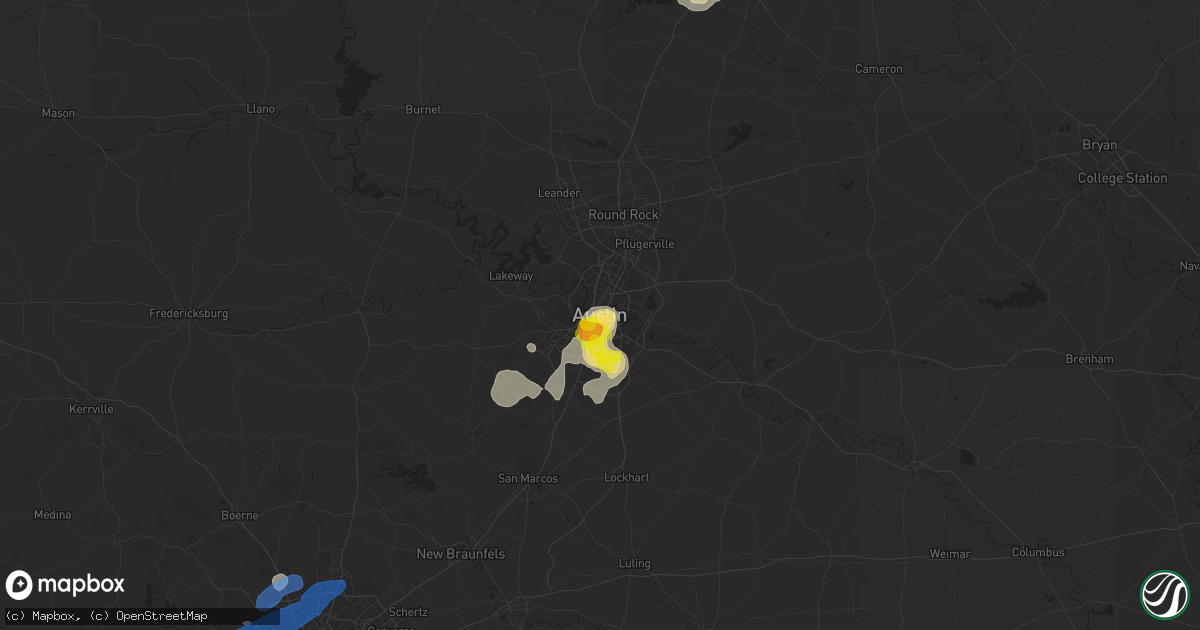 Hail map in Austin, TX on May 24, 2020