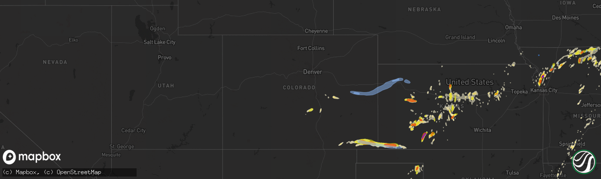 Hail map in Colorado on May 24, 2020