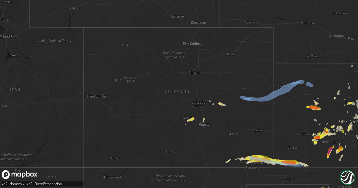 Hail map in Colorado on May 24, 2020