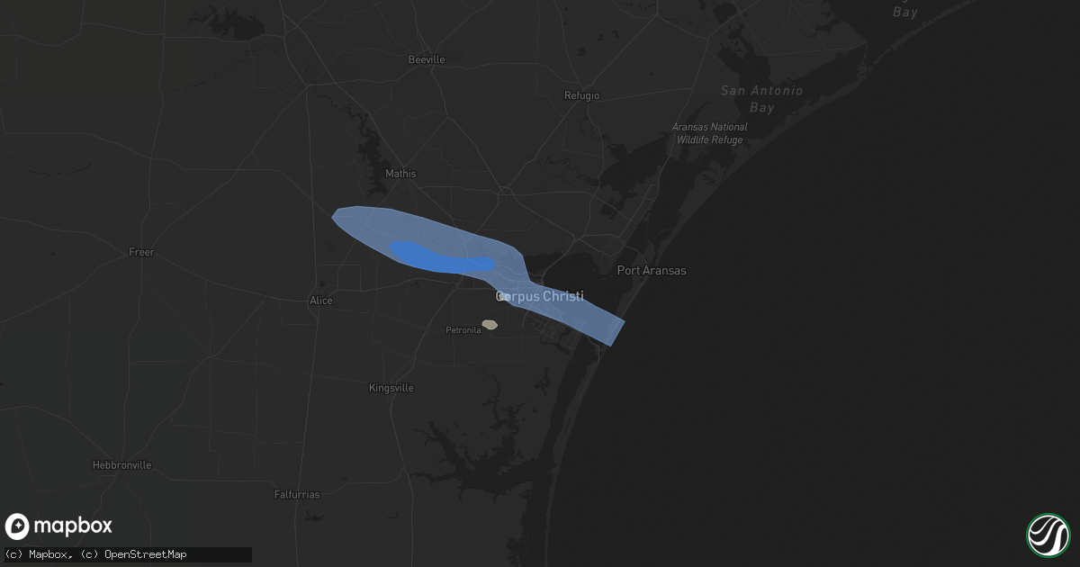 Hail map in Corpus Christi, TX on May 24, 2020