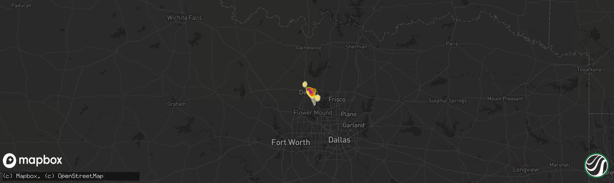 Hail map in Denton, TX on May 24, 2020