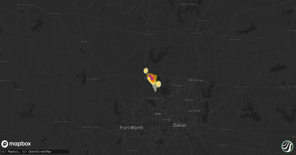 Hail map in Denton, TX on May 24, 2020