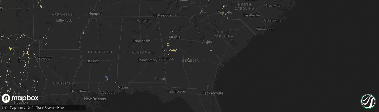 Hail map in Georgia on May 24, 2020