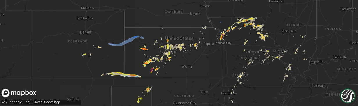 Hail map in Kansas on May 24, 2020