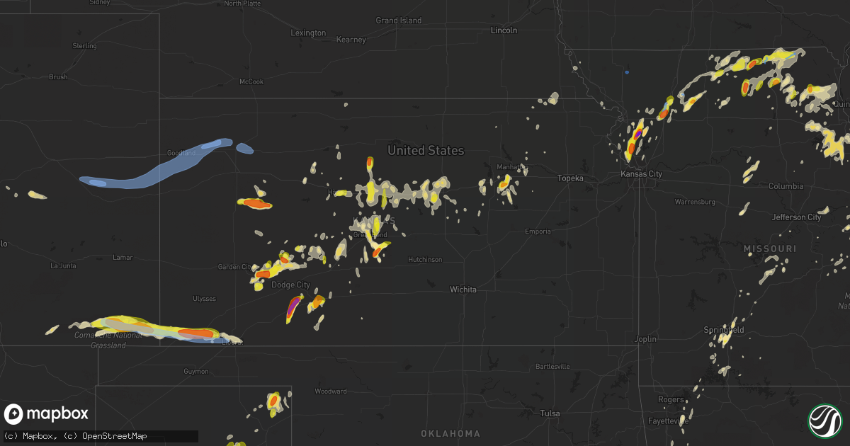 Hail map in Kansas on May 24, 2020