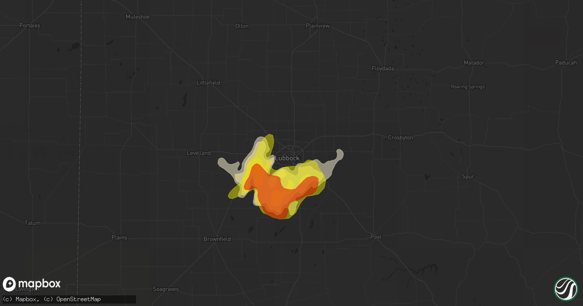 Hail map in Lubbock, TX on May 24, 2020