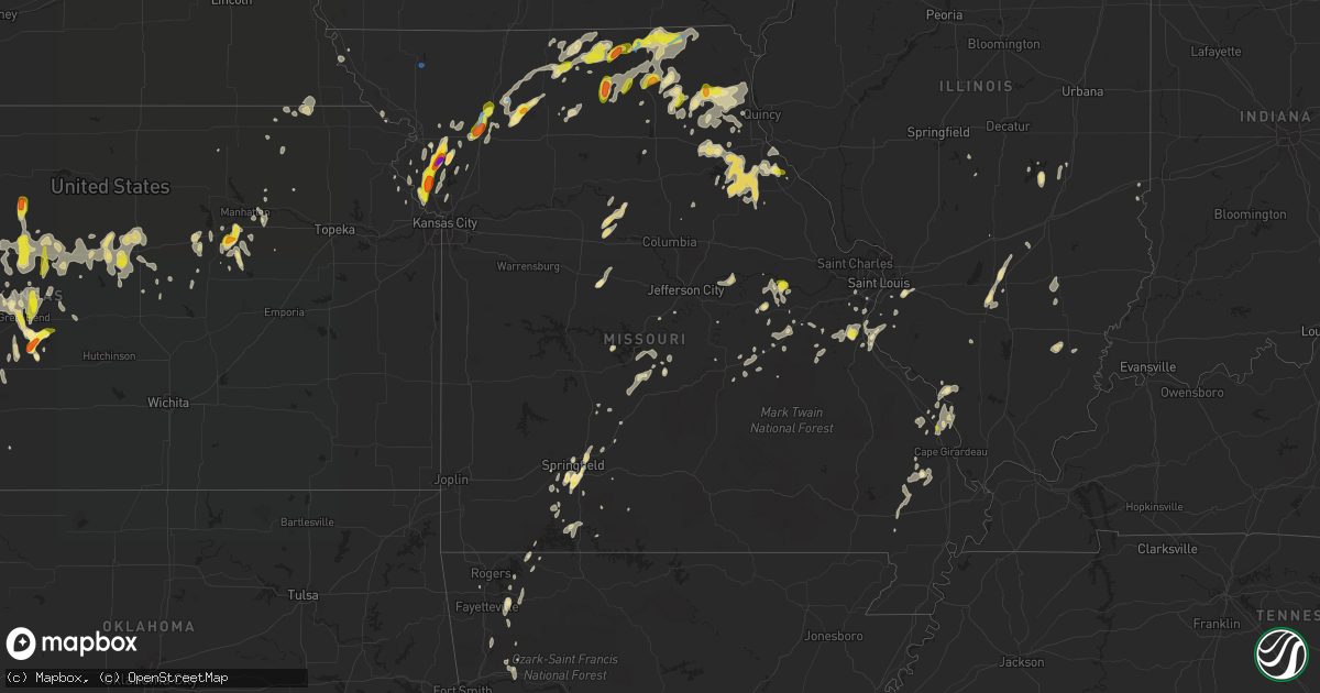 Hail map in Missouri on May 24, 2020