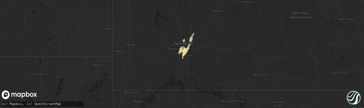 Hail map in Nixa, MO on May 24, 2020