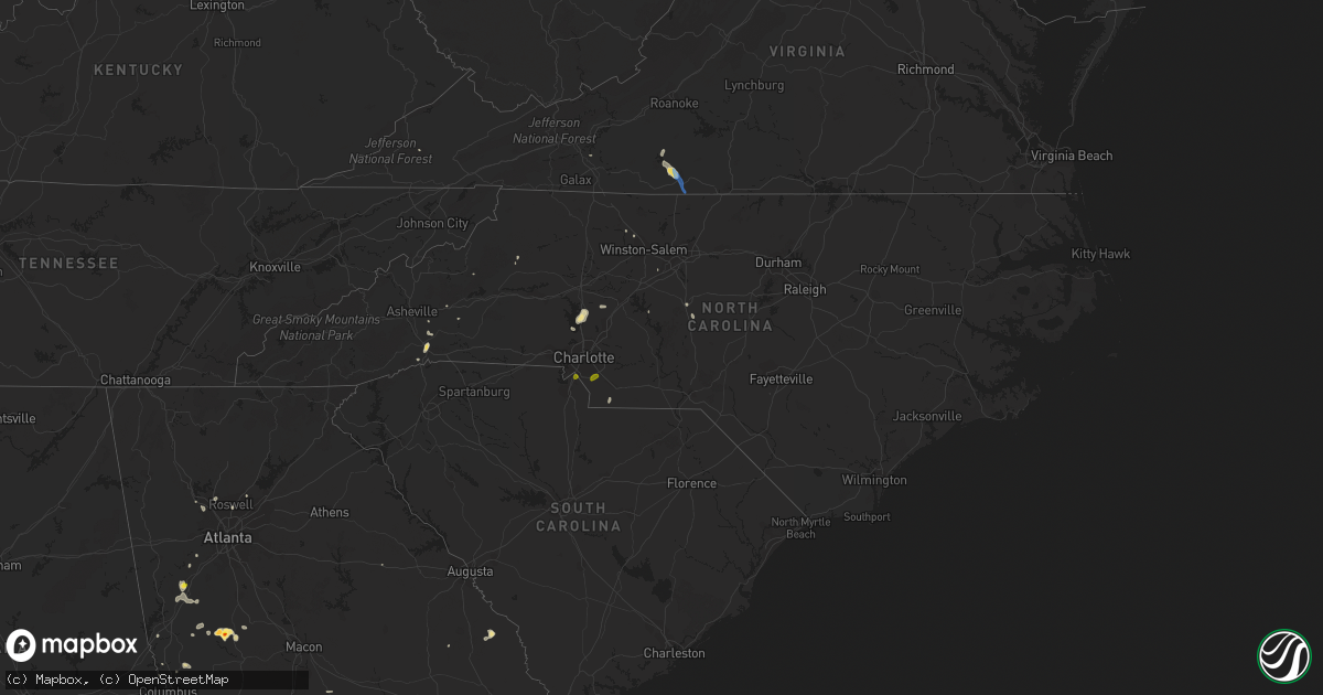 Hail map in North Carolina on May 24, 2020