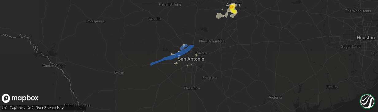 Hail map in San Antonio, TX on May 24, 2020