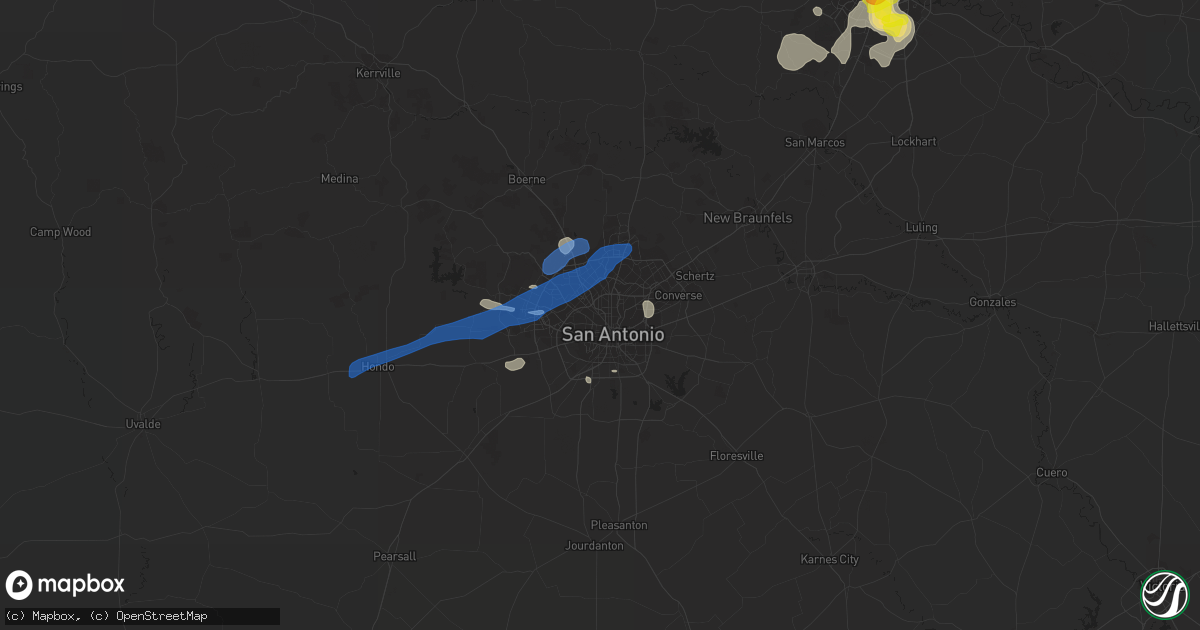 Hail map in San Antonio, TX on May 24, 2020