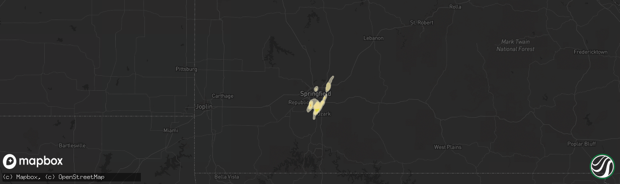 Hail map in Springfield, MO on May 24, 2020