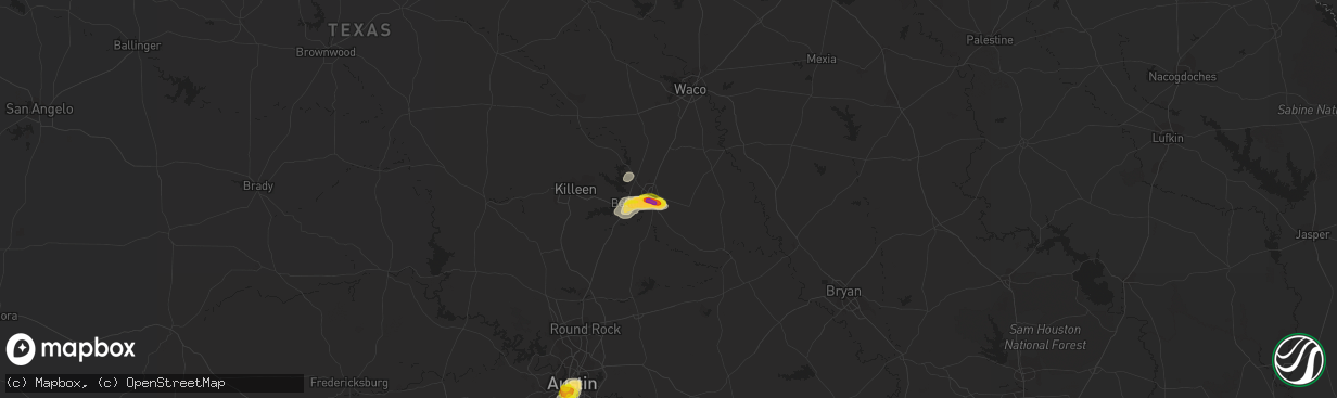 Hail map in Temple, TX on May 24, 2020