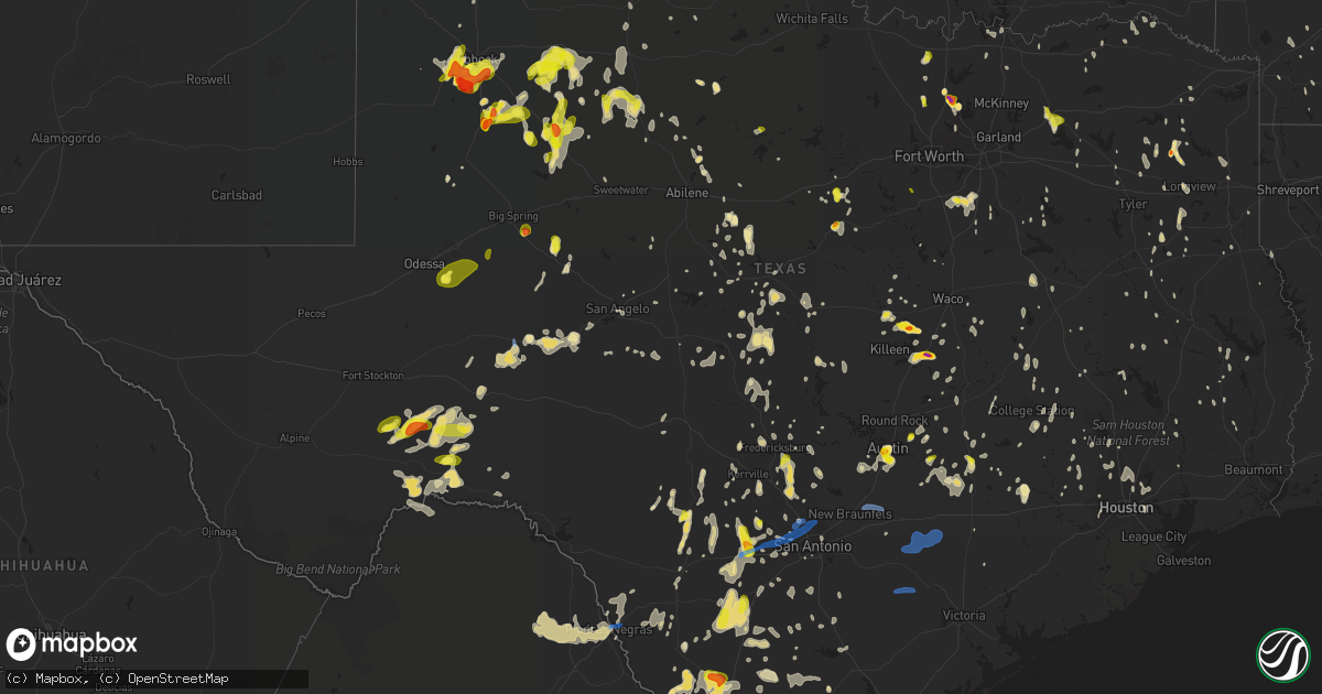 Hail map in Texas on May 24, 2020