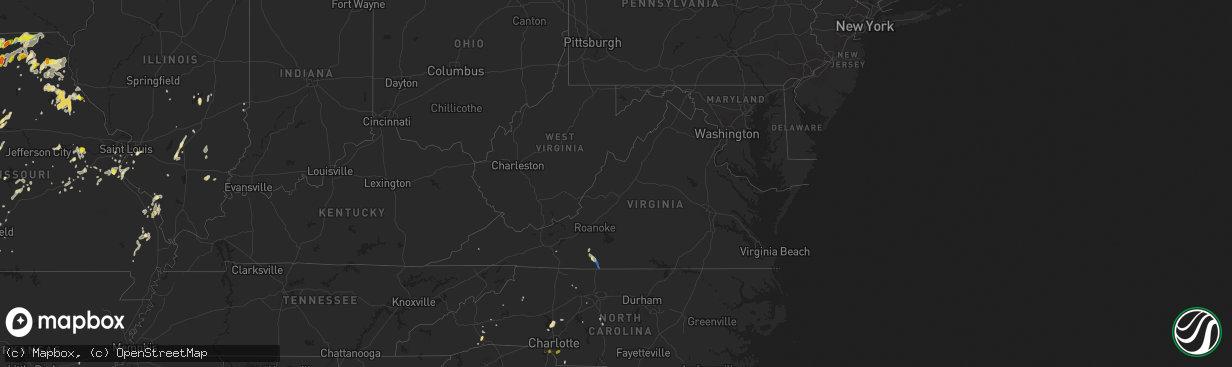 Hail map in Virginia on May 24, 2020