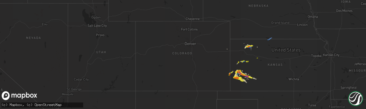 Hail map in Colorado on May 24, 2021