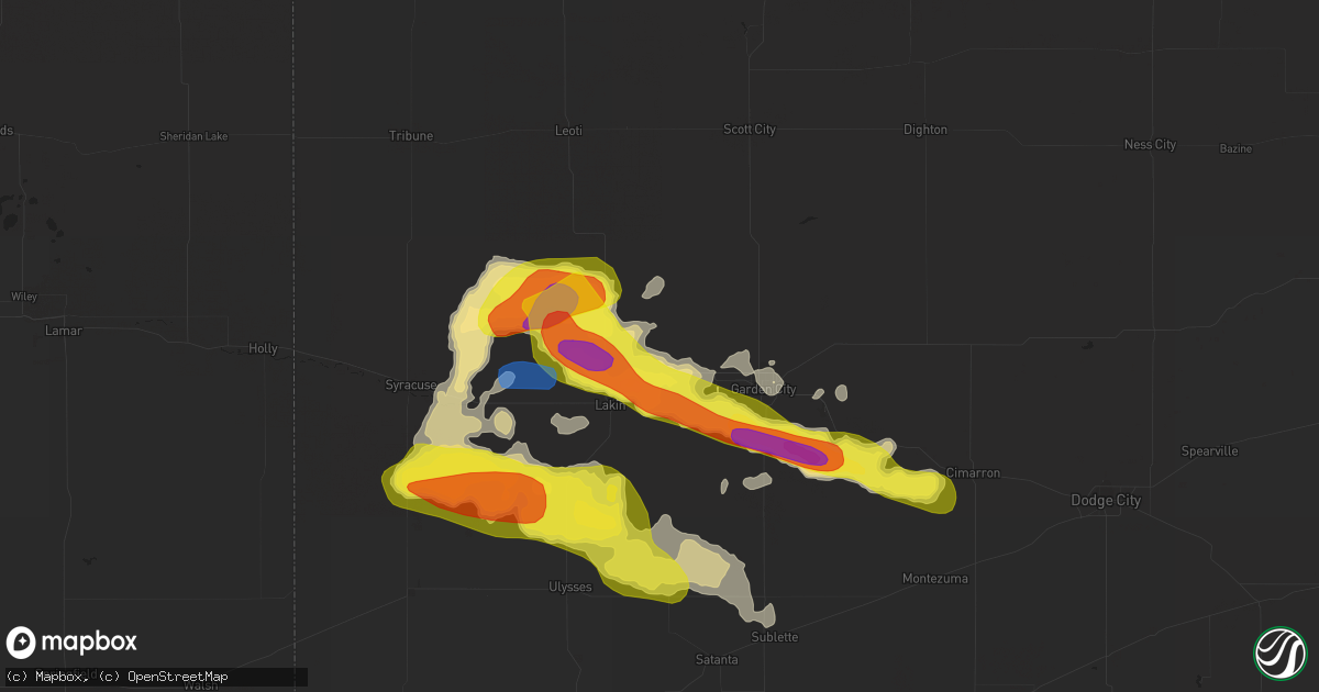 Hail map in Deerfield, KS on May 24, 2021
