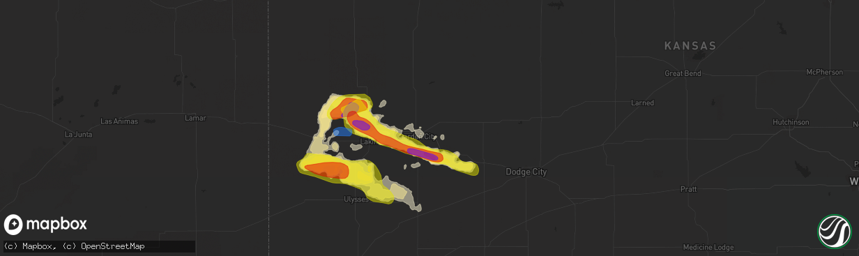 Hail map in Garden City, KS on May 24, 2021