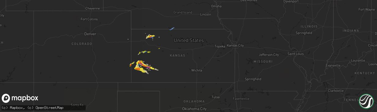 Hail map in Kansas on May 24, 2021