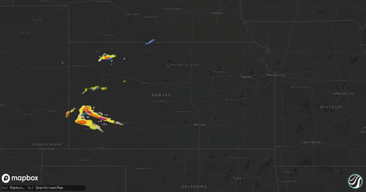 Hail map in Kansas on May 24, 2021