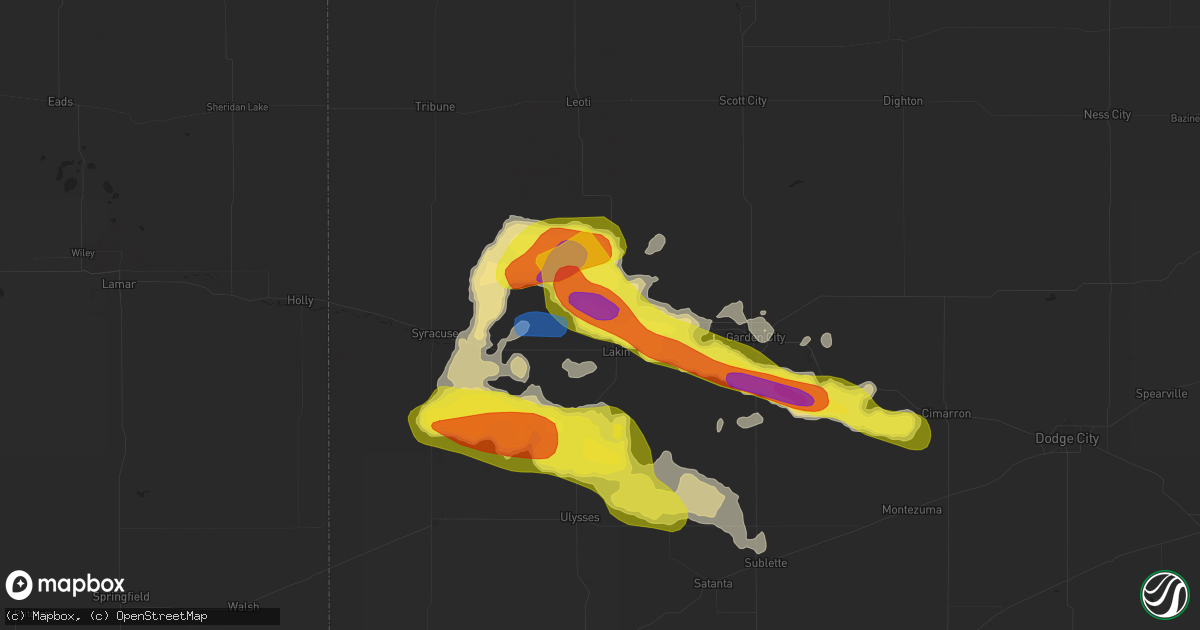 Hail map in Lakin, KS on May 24, 2021
