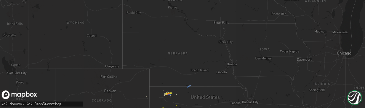 Hail map in Nebraska on May 24, 2021