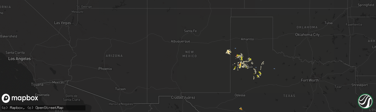 Hail map in New Mexico on May 24, 2021