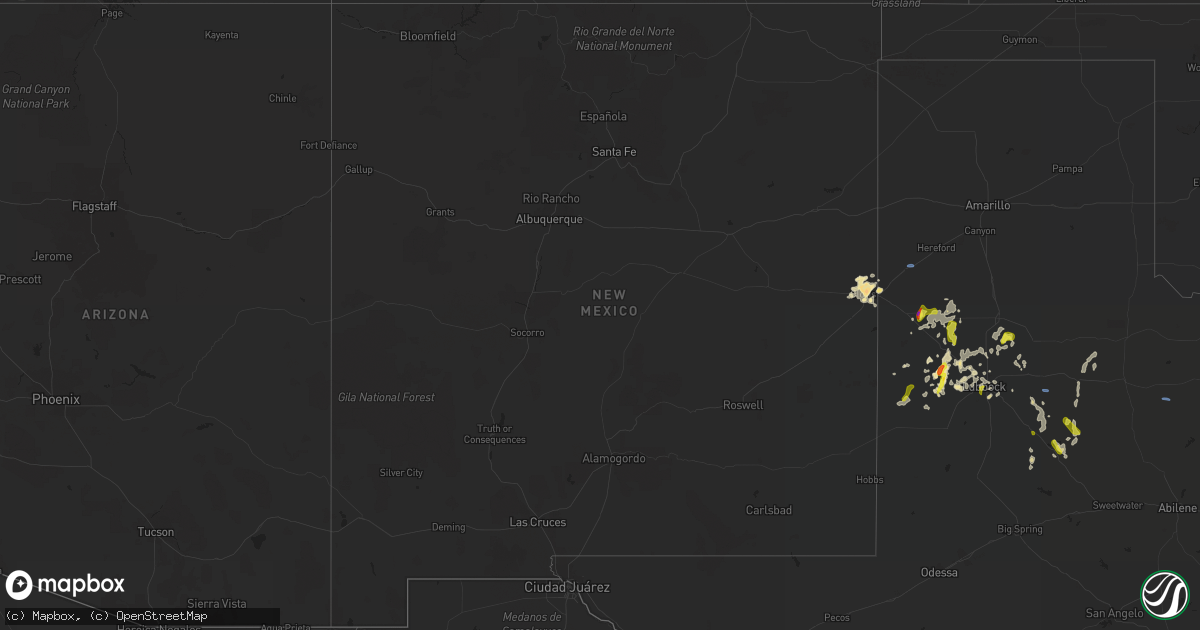 Hail map in New Mexico on May 24, 2021
